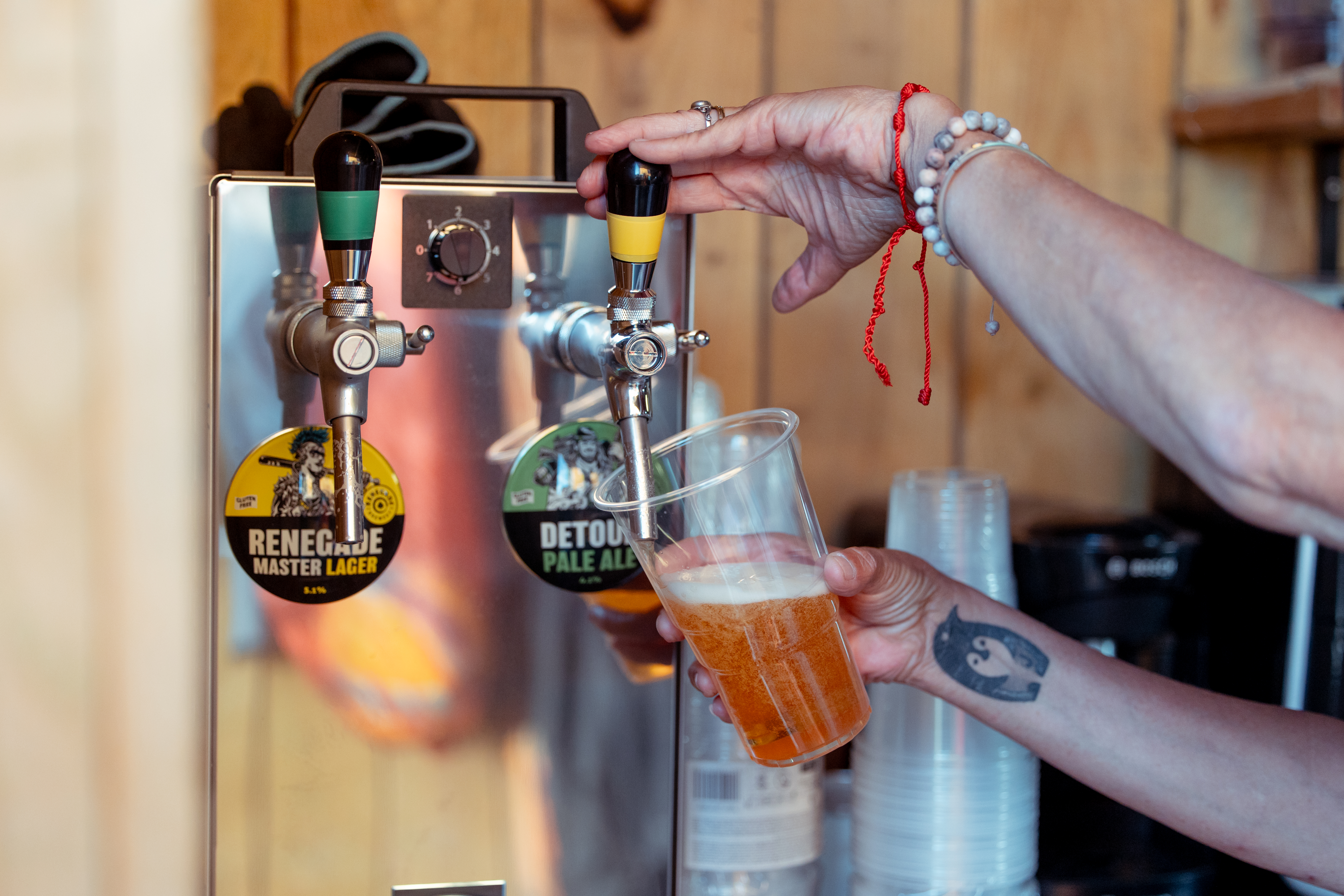 draft beer, wine, hot food and coffee at the embers shop